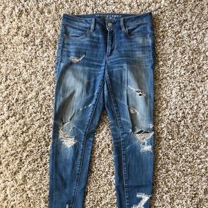 American Eagle High Rise Distressed Skinny Jeans